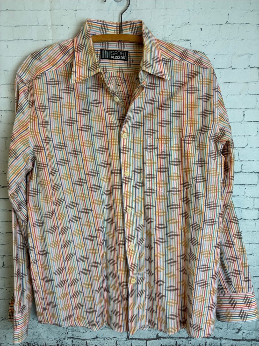 Missoni Sport Vintage Abstract Geometric Patterned Button-down Shirt Italy Sz 48